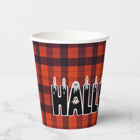 Halloween Ghost Candle Lettering 紙コップ (正面)