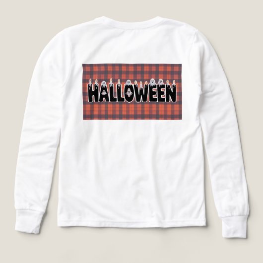 Halloween Ghost Candle Lettering Long Sleeve T (デザイン背面)