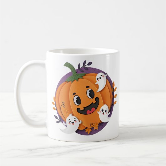 Halloween Ghost Chase Pumpkin Spooky Season コーヒーマグカップ (左)