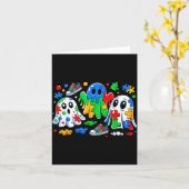 Halloween Ghost Colorful Puzzle Ribbon Autism Awar カード (黄色い花)