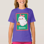 Halloween Ghost Cute Coquette Bow Custom Name Tシャツ (正面)