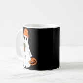 Halloween Ghost Drinking Coffee Ghost Ice Coffee M コーヒーマグカップ (正面左)