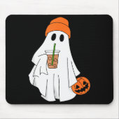 Halloween Ghost Drinking Coffee Ghost Ice Coffee M マウスパッド (正面)