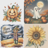 Halloween, Ghost, Jack-O-Lantern, Scarecrow, シール (正面)