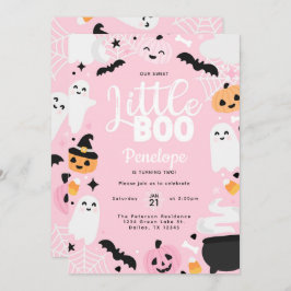 Halloween Ghost Little Boo 2nd Birthday Party 招待状