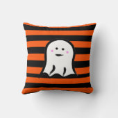 Halloween Ghost on Black and Orange Stripes  クッション (裏面)