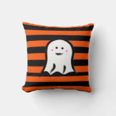 Halloween Ghost on Black and Orange Stripes  クッション (正面)