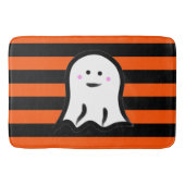 Halloween Ghost on Black and Orange Stripes バスマット (正面)