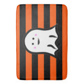 Halloween Ghost on Black and Orange Stripes  バスマット (正面縦)