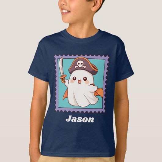 Halloween Ghost Pirate Costume Personalized Text Tシャツ (正面)
