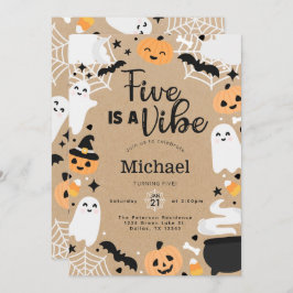 Halloween Ghost Pumpkin 5th Birthday Party 招待状