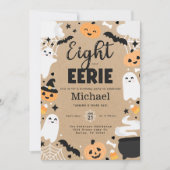 Halloween Ghost Pumpkin 8th Birthday Party 招待状 (正面)