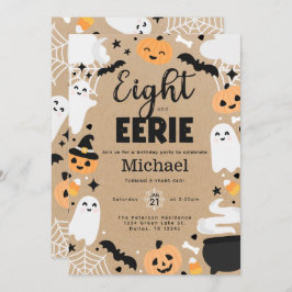 Halloween Ghost Pumpkin 8th Birthday Party 招待状