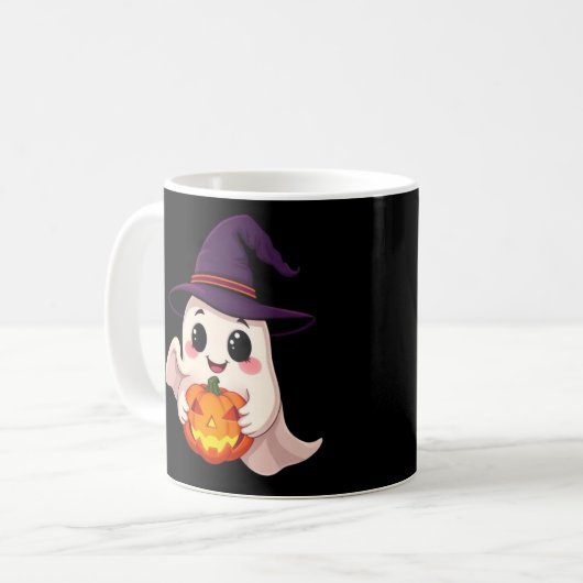 Halloween Ghost Pumpkin Mug コーヒーマグカップ (正面左)