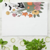 Halloween Ghost Reading Book Cat キッチンタオル (折り畳み)