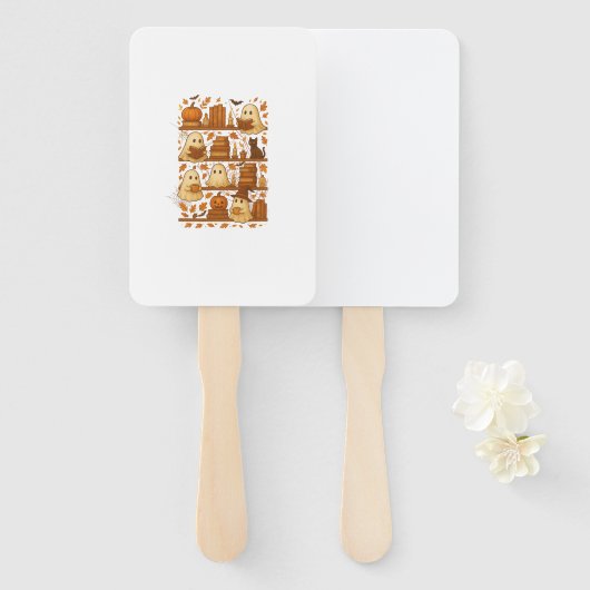 Halloween Ghost Reading Books Lover ハンドファン (正面&裏面)