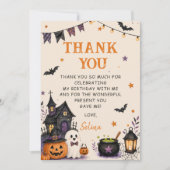 Halloween Ghost Spooky Birthday Party サンキューカード (正面)