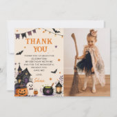 Halloween Ghost Spooky Birthday Party Photo サンキューカード (正面)