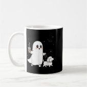Halloween Ghost Walking Dog Soky Season Halloween コーヒーマグカップ (左)