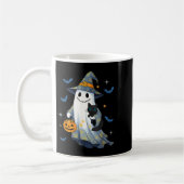 Halloween Ghost Witch Holding Black Cat Funny Hall コーヒーマグカップ (左)