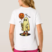 Halloween Ghost with Pumpkin Balloon Tシャツ (裏面)