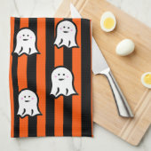 Halloween Ghosts and Stripes キッチンタオル (四つ折り)