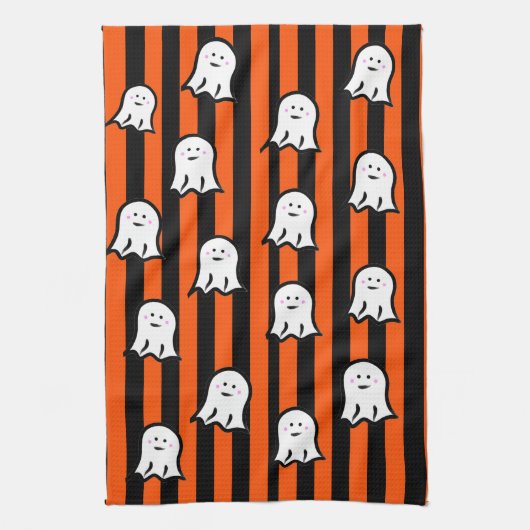 Halloween Ghosts and Stripes キッチンタオル (縦)