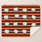Halloween Ghosts on Black and Orange Stripes  シェルパブランケット (正面(横))