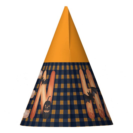 Halloween Gingham Lettering パーティーハット (裏面)