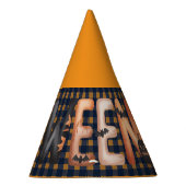 Halloween Gingham Lettering パーティーハット (右)