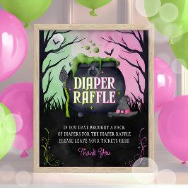 Halloween Girl Baby Shower Diaper Raffle Sign ポスター
