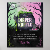 Halloween Girl Baby Shower Diaper Raffle Sign ポスター (正面)