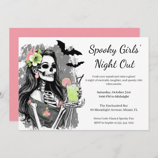 Halloween Girls Night Out | Spooky Cocktail Party 招待状 (正面/裏面)