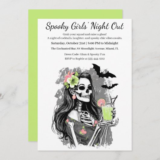 Halloween Girls Night Out | Spooky Cocktail Party 招待状 (正面/裏面)