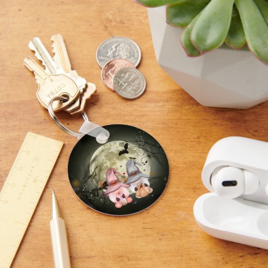 Halloween Gnome Couple Full Moon キーホルダー (デスク)