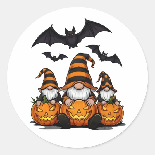 Halloween Gnome Sticker ラウンドシール (正面)