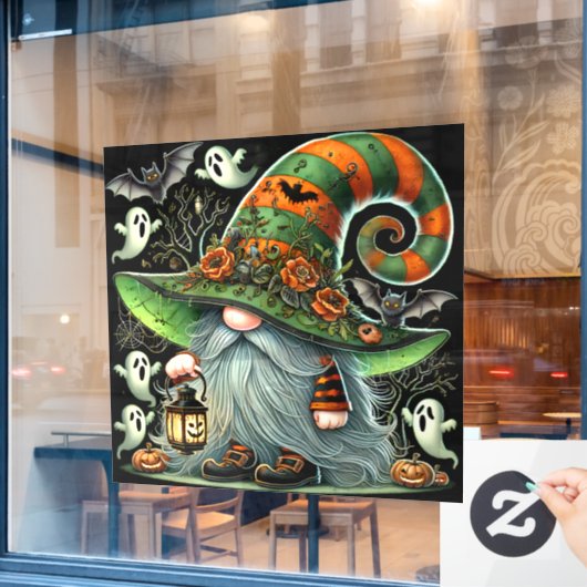Halloween Gnome Window Cling ウィンドウサイン (カフェ窓)