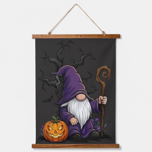 Halloween Gnome Wood Topped Wall Tapestry 吊り下げ型タペストリー (正面)