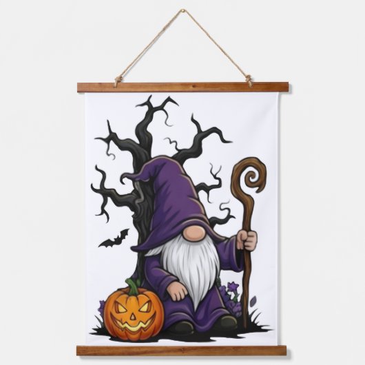 Halloween Gnome Wood Topped Wall Tapestry 吊り下げ型タペストリー (正面)