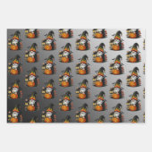 Halloween Gnome Wrapping Paper Flat Sheet Set of 3 ラッピングペーパーシート (正面3)