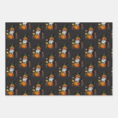 Halloween Gnome Wrapping Paper Flat Sheet Set of 3 ラッピングペーパーシート (正面2)