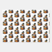 Halloween Gnome Wrapping Paper Flat Sheet Set of 3 ラッピングペーパーシート (正面)