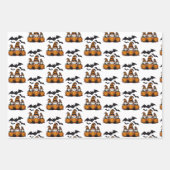 Halloween Gnome Wrapping Paper Flat Sheet Set of 3 ラッピングペーパーシート (正面)
