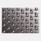 Halloween Gnome Wrapping Paper Flat Sheet Set of 3 ラッピングペーパーシート (正面3)