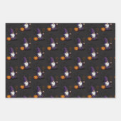 Halloween Gnome Wrapping Paper Flat Sheet Set of 3 ラッピングペーパーシート (正面2)
