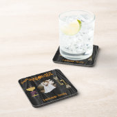 Halloween Gold Skulls & Champagne & Photo コースター (右側)