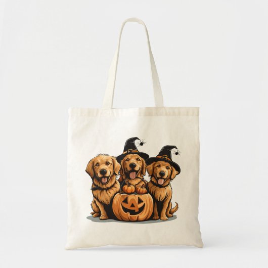 Halloween Golden Retriever Dogs Jack O Lantern トートバッグ (正面)