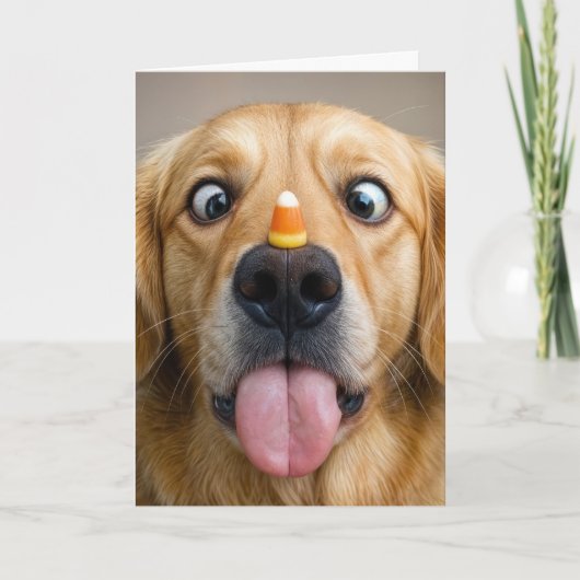 Halloween Golden Retriever With Candy Corn カード (正面)