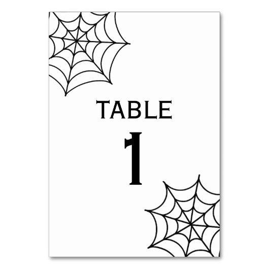 Halloween Gothic Spider Web Table Number Signs テーブルナンバー (正面)