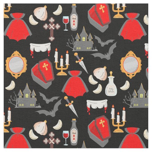 halloween gothic vampire garlic holy water fangs ファブリック (クローズアップ)